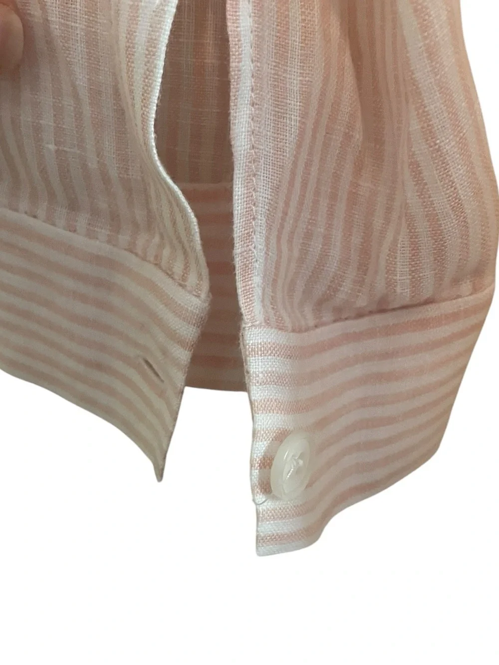 Lafayette 148 Womens Linen Pink Pin Stripe Long Sleeve Button Up Shirt Top Sz M - Picture 5 of 10
